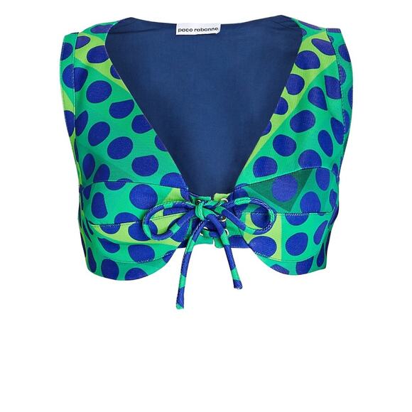 PACO RABANNE Polka Dot Crop Top lace-up twill bralette - Picture 1 of 9